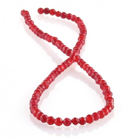 Carmine jade – 4 mm faceted round beads