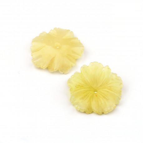 Small yellow calcite flower - pink