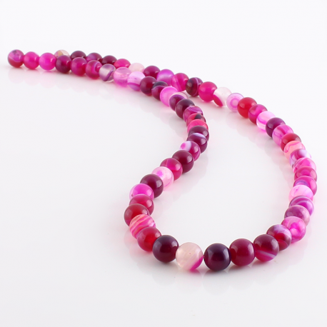Pink Agate round beads - 6 mm